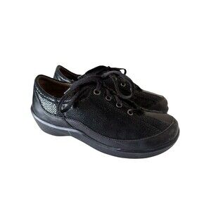 Ziera Alley Black Stingray Shiny Leather Lace Comfort Shoes Sneakers SZ 38 Wide